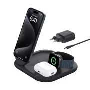 Belkin BOOST CHARGE™ Qi2 15W 3in1 mágneses töltőállvány, összecsukható, fekete