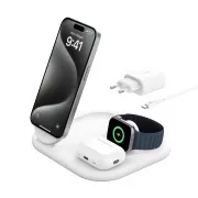 Belkin BOOST CHARGE™ Qi2 15W 3in1 mágneses töltőállvány, összecsukható, fehér színben