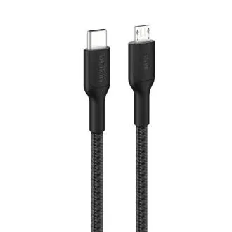 Belkin BOOST CHARGE PRO USB-C/microUSB, 1 m, fekete – strapabíró Belkin BOOST CHARGE PRO USB-C/microUSB, 1 m, fekete – strapabíró