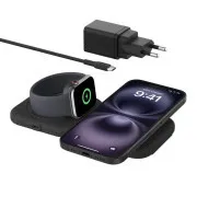 Belkin BOOST CHARGE PRO Qi2 2 az 1-ben vezeték nélküli, összecsukható utazó töltőpad iPhone/Apple Watch/AirPods készülékekhez, fekete
