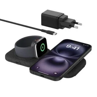 Belkin BOOST CHARGE PRO Qi2 2 az 1-ben vezeték nélküli, összecsukható utazó töltőpad iPhone/Apple Watch/AirPods készülékekhez, fekete Belkin BOOST CHARGE PRO Qi2 2 az 1-ben vezeték nélküli, összecsukható utazó töltőpad iPhone/Apple Watch/AirPods készülékekhez, fekete