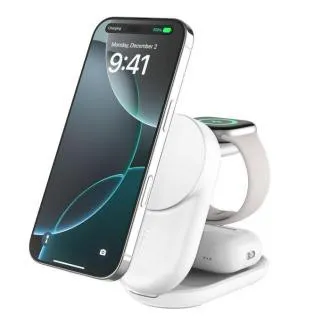 Belkin UltraCharge Qi2 25 W-os 3 az 1-ben mágneses töltő iPhone/Apple Watch/AirPods készülékekhez, fehér Belkin UltraCharge Qi2 25 W-os 3 az 1-ben mágneses töltő iPhone/Apple Watch/AirPods készülékekhez, fehér