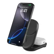 Belkin UltraCharge Qi2 25 W-os 2 az 1-ben mágneses, összecsukható töltő iPhone-hoz/AirPods-hoz, USB-C-vel, fekete
