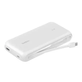 Belkin BOOST CHARGE USB-C Power Delivery hordozható akkumulátor beépített USB-C kábellel, 20 000 mAh, 30 W, fehér Belkin BOOST CHARGE USB-C Power Delivery hordozható akkumulátor beépített USB-C kábellel, 20 000 mAh, 30 W, fehér