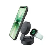 Belkin UltraCharge PRO Qi2 25 W 2 az 1-ben mágneses töltő iPhone/Apple Watch/AirPods készülékekhez, sötét szürke