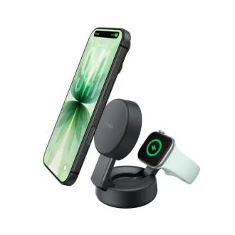 Belkin UltraCharge PRO Qi2 25 W 2 az 1-ben mágneses töltő iPhone/Apple Watch/AirPods készülékekhez, sötét szürke Belkin UltraCharge PRO Qi2 25 W 2 az 1-ben mágneses töltő iPhone/Apple Watch/AirPods készülékekhez, sötét szürke