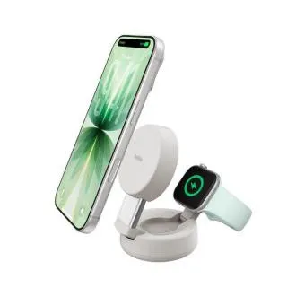 Belkin UltraCharge PRO Qi2 25 W 2-az-1-ben mágneses töltő iPhone/Apple Watch/AirPods készülékekhez, homokszínű Belkin UltraCharge PRO Qi2 25 W 2-az-1-ben mágneses töltő iPhone/Apple Watch/AirPods készülékekhez, homokszínű