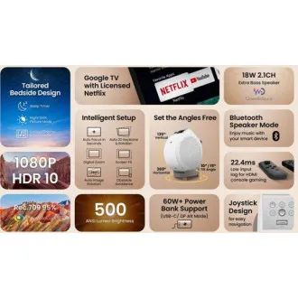 BenQ DLP projektor GV32 FHD/500 ANSI lm/100.000:1/HDMI/USB-A/USB-C/BT/Wi-Fi/Repro/Android 11 hordozható intelligens házimozi projektor BenQ DLP projektor GV32 FHD/500 ANSI lm/100.000:1/HDMI/USB-A/USB-C/BT/Wi-Fi/Repro/Android 11 hordozható intelligens házimozi projektor