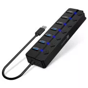 CONNECT IT Mighty Switch 2 USB-A hub, (4xUSB-A 3.0, 3xUSB-A 2.0), külső, FEKETE