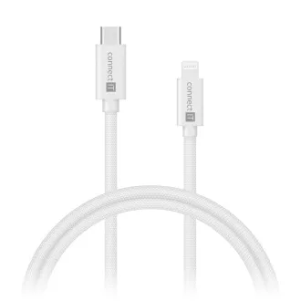 CONNECT IT Wirez kábel USB-C -> Lightning, 27 W, 1 m, FEHÉR