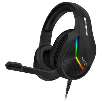 CONNECT IT NEO játék headset mikrofonnal, háttérvilágítással, 1x single jack (adapter 2x jack-re)  USB, FEKETE