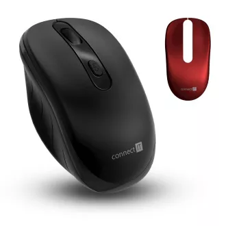 CONNECT IT LONG LIFE vezeték nélküli optikai csendes egér, (  2x AA elemek ingyenesen), fekete borítás cserélhető, FEKETE