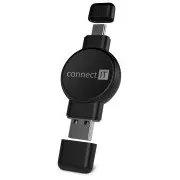 CONNECT IT WatchTravelCharge Qi vezeték nélküli töltő (Apple,Samsung) USB-A/USB-C, FEKETE