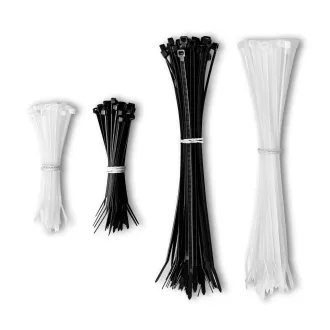 CONNECT IT ZipTie kábelkötegelő, összesen 200db, 100 és 200mm, FEKETE/FEKETE