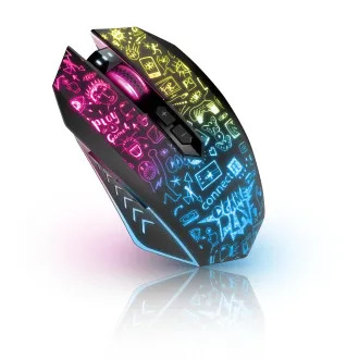 CONNECT IT DOODLE 2 PRO vezeték nélküli játékegér, 4800 DPI, háttérvilágítás, FEKETE