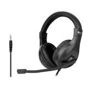 C-TECH MHS-05 mikrofonos fejhallgató, 4-pólusú 3,5 mm-es csatlakozó, vezérlőgombok a kábelen, fejre rögzíthető, 2x csatlakozóra való átalakító, fekete