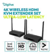 DIGITUS 4K/60 Hz vezeték nélküli HDMI KVM-hosszabbító készlet, 100 m, fekete