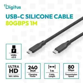 Digitus szilikon USB4 2.0-s kábel, USB 80 Gbps, 1 m, fekete