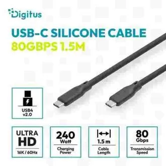 Digitus szilikon USB4 2.0-s kábel, USB 80 Gbps, 1,5 m, fekete