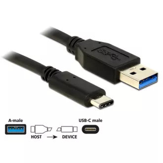 Delock SuperSpeed USB 10 Gbps (USB 3.1, Gen 2) Type-A hím > USB Type-C™ hím 0,5 m fekete Delock SuperSpeed USB 10 Gbps (USB 3.1, Gen 2) Type-A hím > USB Type-C™ hím 0,5 m fekete