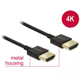 Delock Nagy sebességű HDMI kábel Ethernet - HDMI-A hím > HDMI-A hím 3D 4K 2 m Slim Prémium Delock Nagy sebességű HDMI kábel Ethernet - HDMI-A hím > HDMI-A hím 3D 4K 2 m Slim Prémium