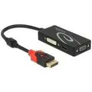 Delock DisplayPort 1.2 hím > VGA / HDMI / DVI nő adapter, 4K, passzív, fekete