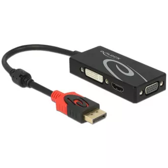 Delock DisplayPort 1.2 hím > VGA / HDMI / DVI nő adapter, 4K, passzív, fekete Delock DisplayPort 1.2 hím > VGA / HDMI / DVI nő adapter, 4K, passzív, fekete
