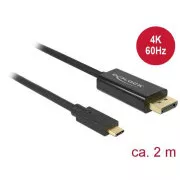 Delock kábel USB Type-C™ hím és Displayport hím (DP Alt Mode) 4K 60 Hz 2 m fekete