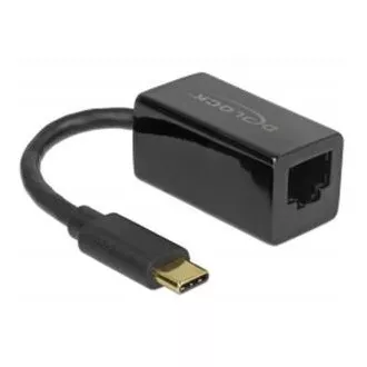 Delock adapter Szupergyors USB (USB 3.1 Gen 1) USB Type-C™ csatlakozóval > Gigabit LAN 10/100/1000 Mbps kompakt fekete színű