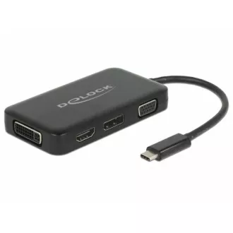 Delock Adapter USB Type-C™ Stecker > VGA / HDMI / DVI / DisplayPort female fekete Delock Adapter USB Type-C™ Stecker > VGA / HDMI / DVI / DisplayPort female fekete