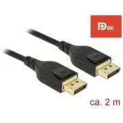 Delock DisplayPort kábel 8K 60 Hz 2 m DP 8K tanúsítvánnyal