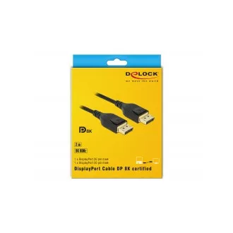 Delock DisplayPort kábel 8K 60 Hz 2 m DP 8K tanúsítvánnyal Delock DisplayPort kábel 8K 60 Hz 2 m DP 8K tanúsítvánnyal