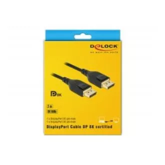 Delock DisplayPort kábel 8K 60 Hz 2 m DP 8K tanúsítvánnyal Delock DisplayPort kábel 8K 60 Hz 2 m DP 8K tanúsítvánnyal