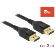 Delock DisplayPort kábel 8K 60 Hz 3 m DP 8K tanúsítvánnyal