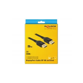 Delock DisplayPort kábel 8K 60 Hz 3 m DP 8K tanúsítvánnyal