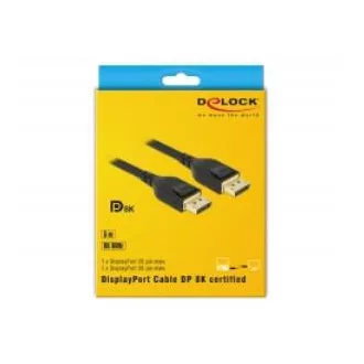Delock DisplayPort kábel 8K 60 Hz 5 m DP 8K tanúsítvánnyal
