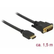 Delock HDMI-DVI kábel 24 1 kétirányú 1,5 m-es kábel 24 1 kétirányú 1,5 m