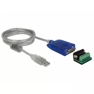 Delock USB Type-A RS-422/485 DB9 soros adapter 600 W-os túlfeszültség-védelemmel és kibővített hőmérséklettartományban