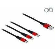 Delock USB 3 az 1-ben töltőkábel Lightning™ / Micro USB / USB Type-C™, 1 m