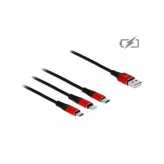 Delock USB 3 az 1-ben töltőkábel Lightning™ / Micro USB / USB Type-C™, 1 m