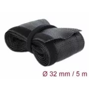 Delock Kötött tépőzáras burkolat 5 m x 32 mm, fekete