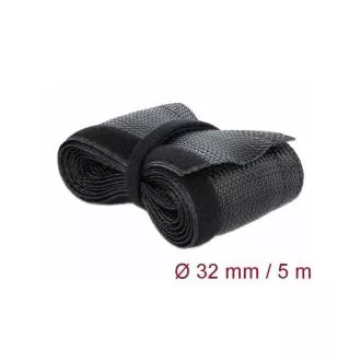 Delock Kötött tépőzáras burkolat 5 m x 32 mm, fekete