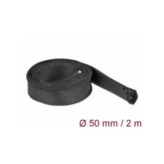 Delock Fonott tok cipzárral, 2 m x 50 mm, fekete, 2 m x 50 mm, fekete