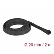 Delock Fonott tok cipzárral, 2 m x 20 mm, fekete, 2 m x 20 mm, fekete