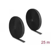 Delock Rendkívül megbízható tépőzáras heveder L 25 m x W 25 mm, fekete