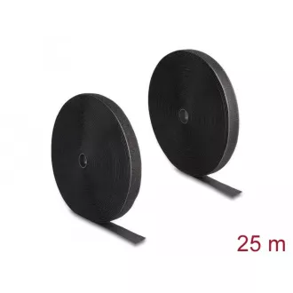 Delock Rendkívül megbízható tépőzáras heveder L 25 m x W 25 mm, fekete