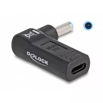 Delock laptop-töltőkábel-adapter, USB Type-C aljzatról HP 4,5 x 3,0 mm-es csatlakozóra, 90°-os szögben Delock laptop-töltőkábel-adapter, USB Type-C aljzatról HP 4,5 x 3,0 mm-es csatlakozóra, 90°-os szögben