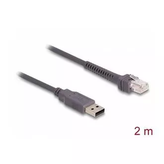 Delock RJ50-ről USB 2.0 Type-A-ra vonalkódolvasó kábel, 2 m Delock RJ50-ről USB 2.0 Type-A-ra vonalkódolvasó kábel, 2 m