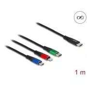 Delock 3 az 1-ben USB-töltőkábel: USB Type-C – Lightning / Micro USB / USB Type-C, 1 m