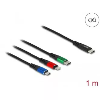 Delock USB 3 az 1-ben USB Type-C™ Lightning™ / Micro USB / USB Type-C™ töltőkábel, 1 m Delock USB 3 az 1-ben USB Type-C™ Lightning™ / Micro USB / USB Type-C™ töltőkábel, 1 m